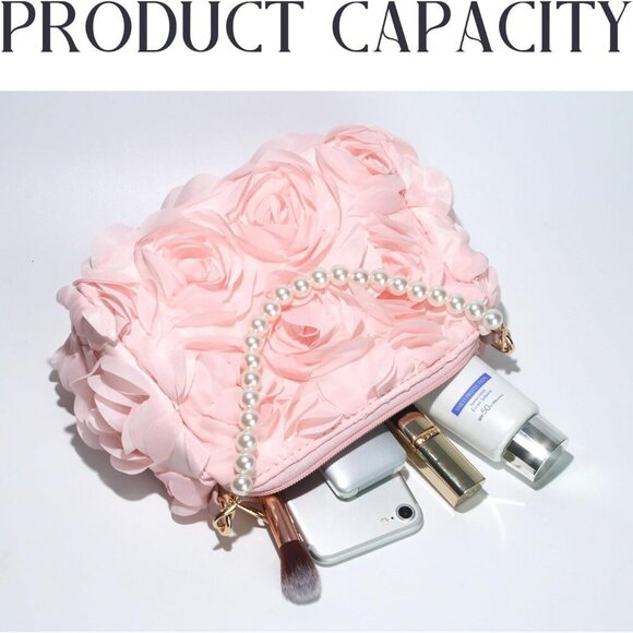 Women Clutch Purse Chiffon 3D Floral Evening Handbag for Wedding Prom Party - Picture 5 of 6